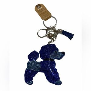 Crystal Avenue Blue Rhinestone Dog Keychain B8